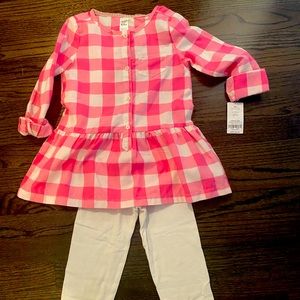 6/6X Carter Plaid Shirt + White Leggings